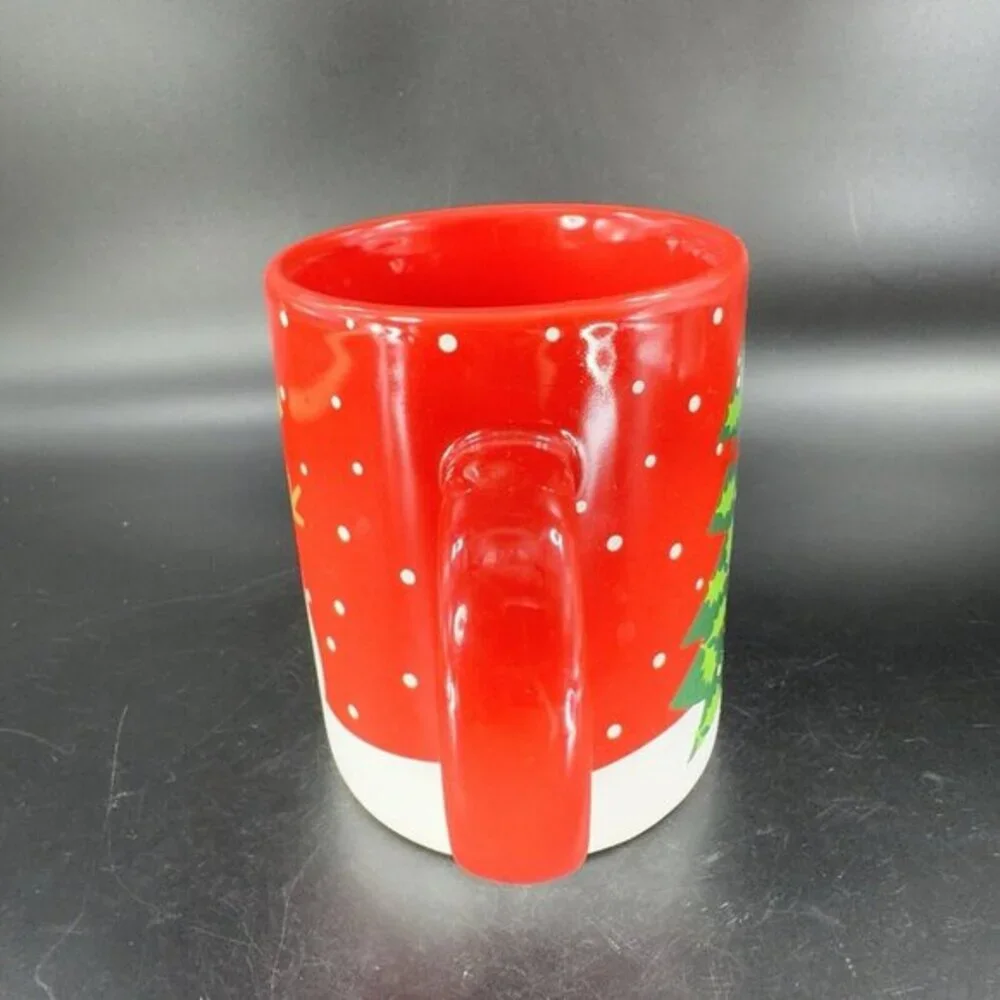 2015 Crate & Barrel Happy Snowman Mug Cup Red White by Joan Anderson Ceramic Set